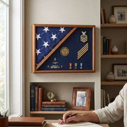 Flag Boxes,Flag Display Box - Oak
