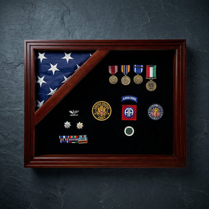 Colonial Classic Shadow Box & Flag Case - Mahogany