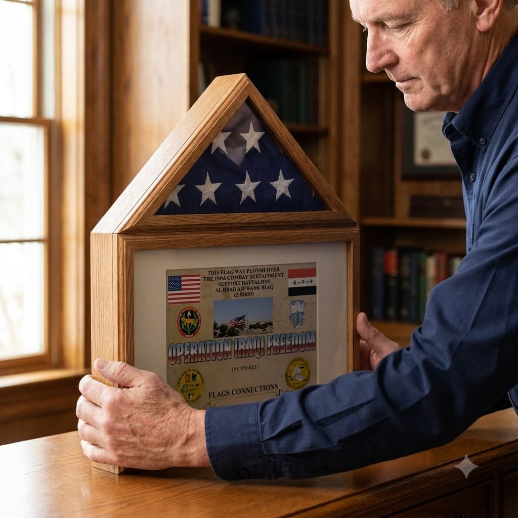 Flag display case - Flag shadow box, flag and medals Case