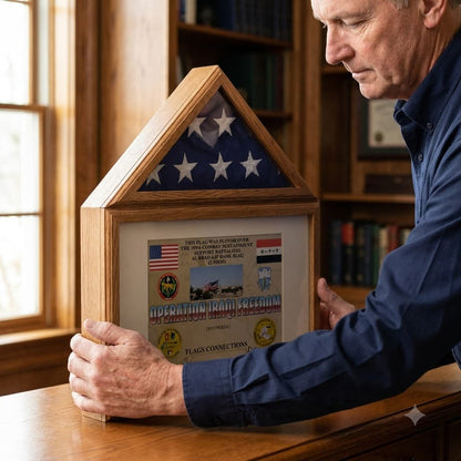 Flag display case - Flag shadow box, flag and medals Case