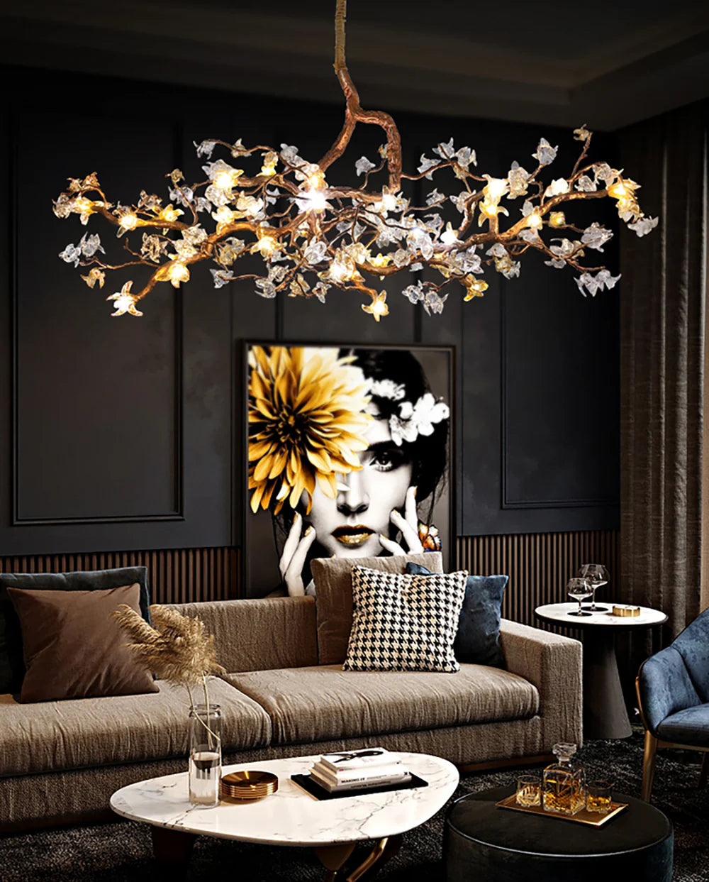 Aosta Branch Glass Flower Chandelier
