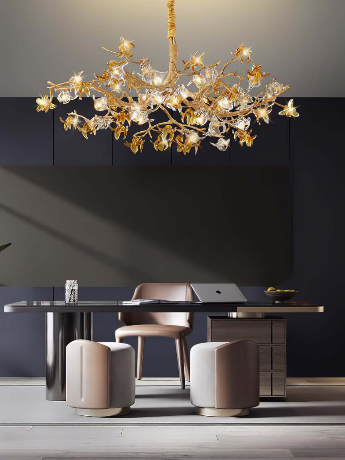 Aosta Brass Glass Flower Chandelier