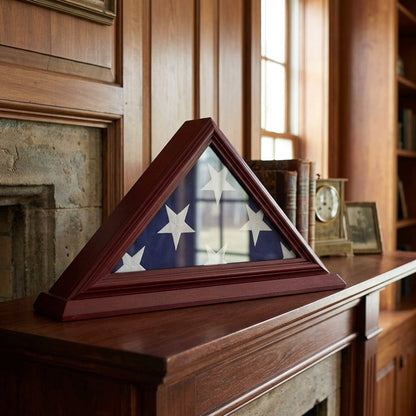3'x5' Flag Display Case, Shadow Box (Not for Burial Funeral Flag), Solid Wood, Cherry Finish.