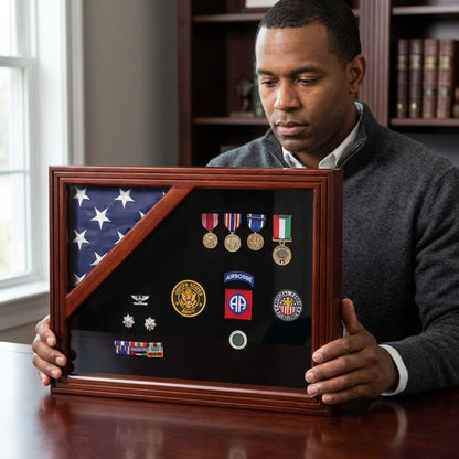 Colonial Classic Shadow Box & Flag Case - Cherry