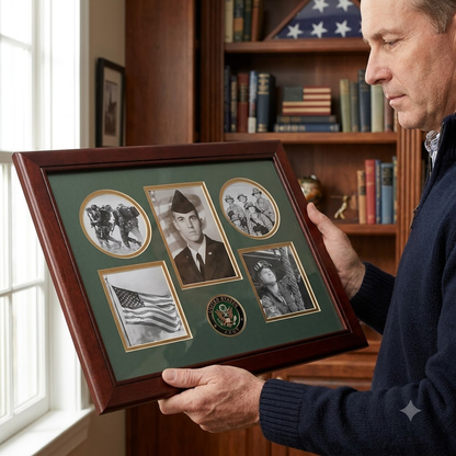 United States Army Medallion 5 Picture Collage Frame with Stars by Flags Connections