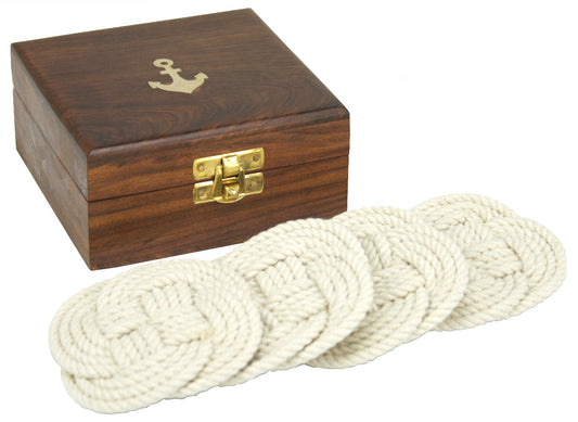 BB-1109 Anchor Box & 4 White Coasters