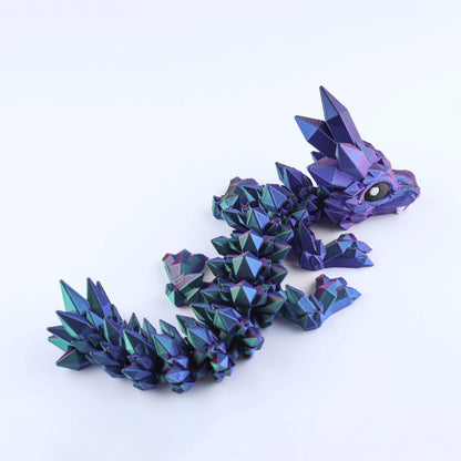 3D Printed Crystal Baby Dragon Fidget Toy – Articulated Fantasy Desk Toy Gift