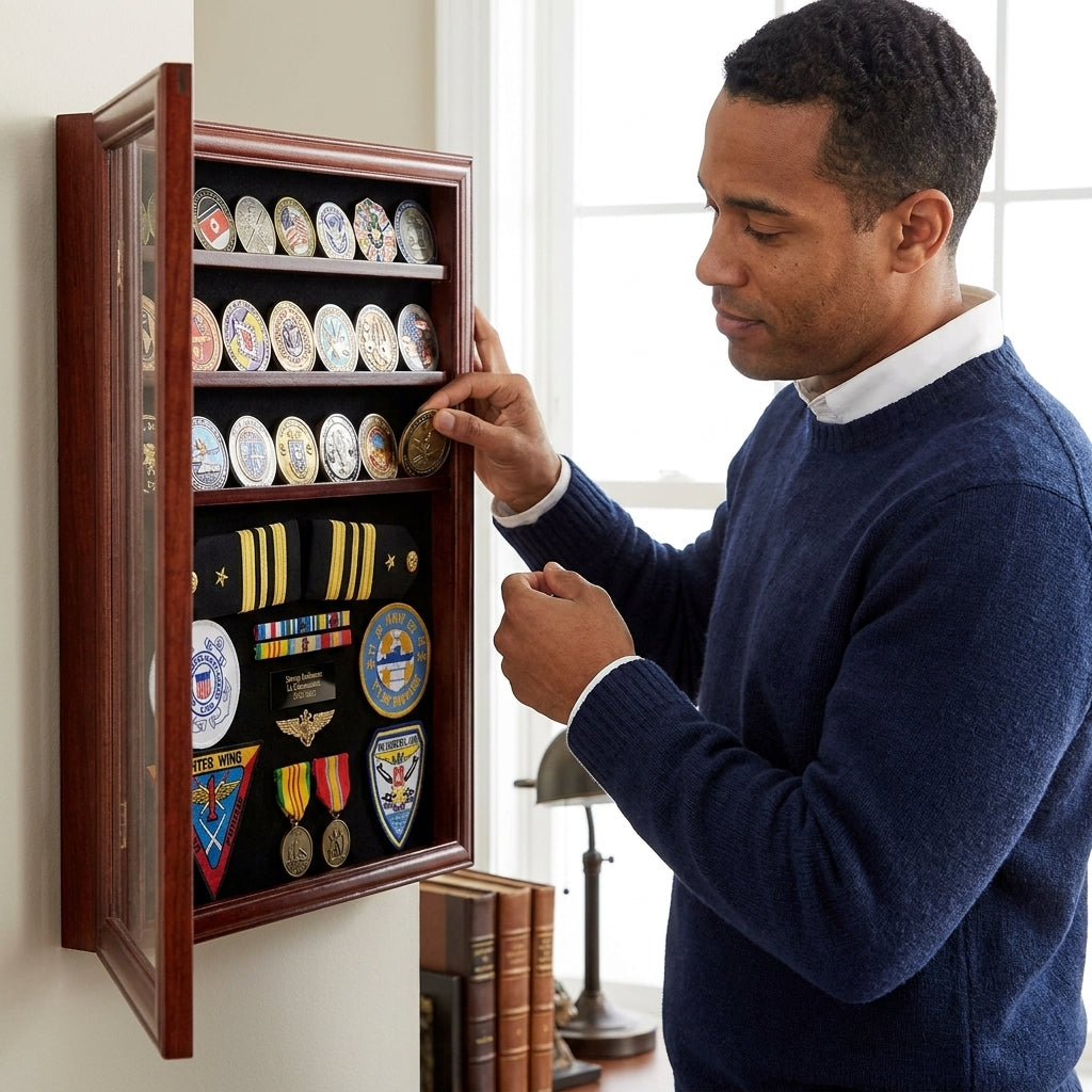 Challenge Coin / Medals / Pins / Badges / Ribbons / Insignia / Buttons Display Case