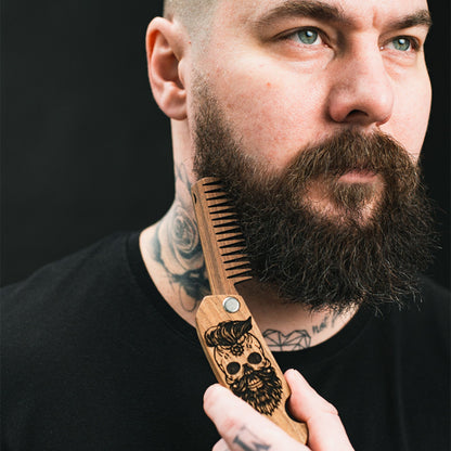 Wooden Beard Comb – Skull Design