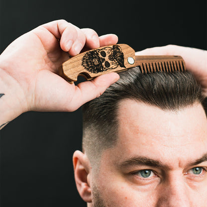 Wooden Beard Comb – Skull Design