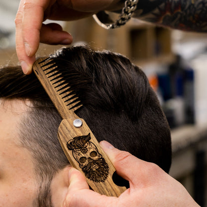 Wooden Beard Comb – Skull Design
