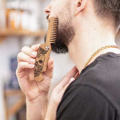 Wooden Beard Comb – Sugar Skull