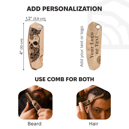 Wooden Beard Comb – Sugar Skull