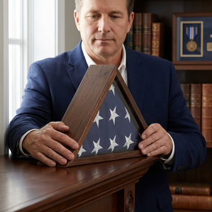Capitol Hill Flag Case - 4 x 6 flag Display Case, Cherry Finish