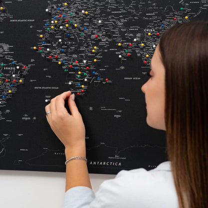 World Map on Canvas - Black