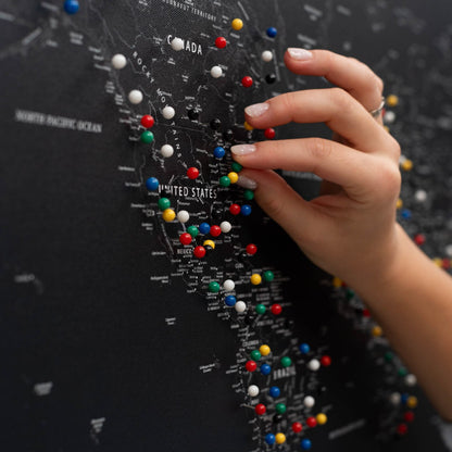 World Map on Canvas - Black