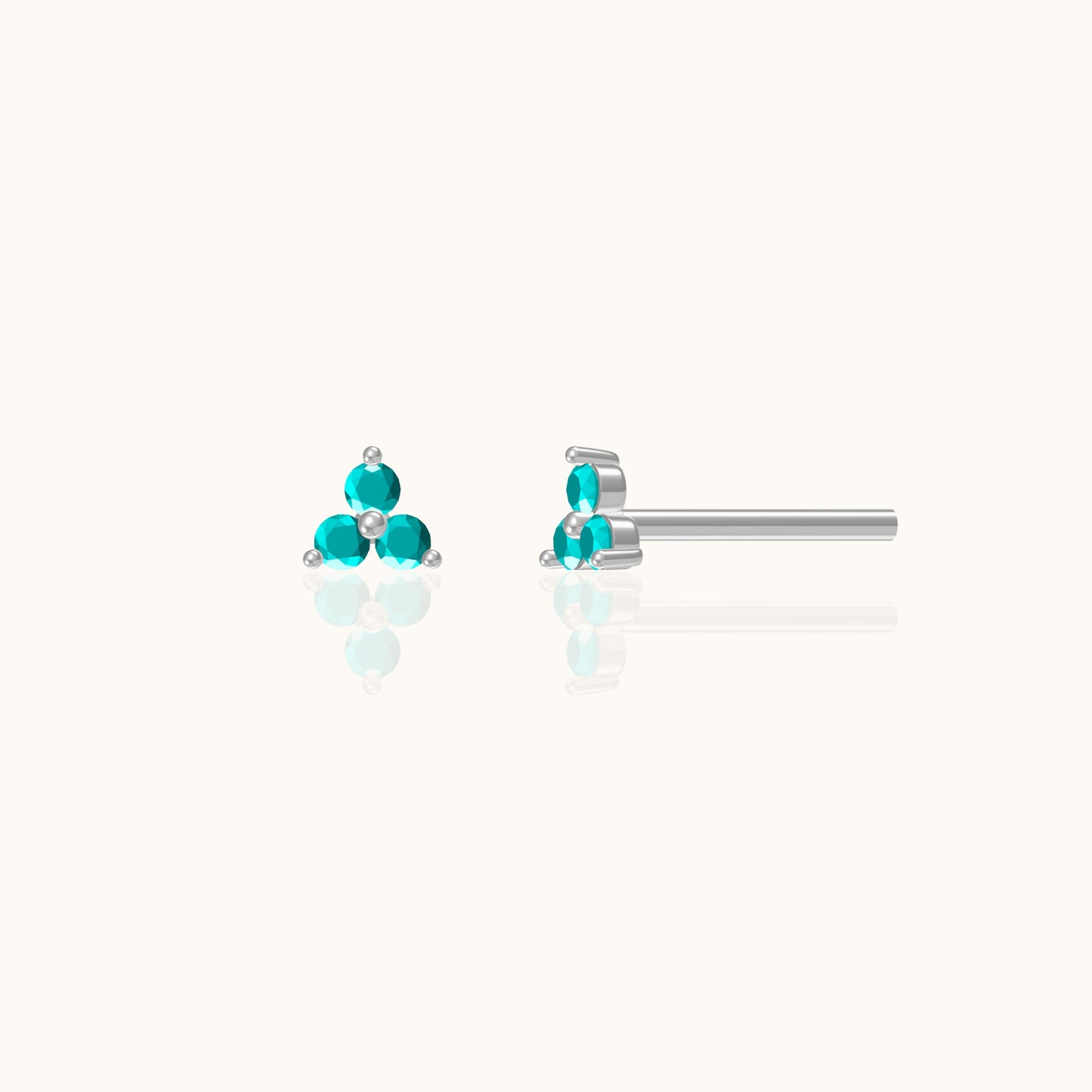 Blue Turquoise Trefoil Stud Earrings