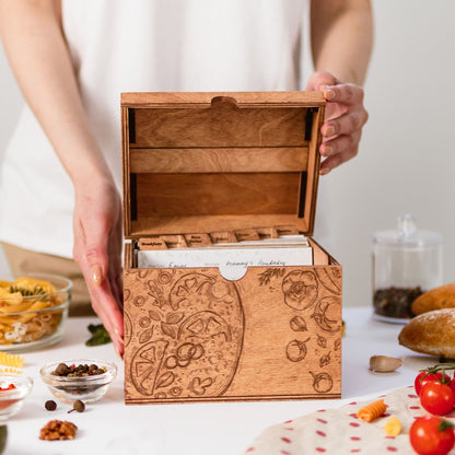 Wooden Recipe Box – Pizza Lovers Edition