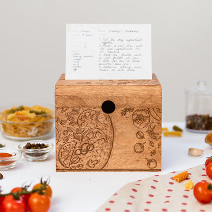 Wooden Recipe Box – Pizza Lovers Edition