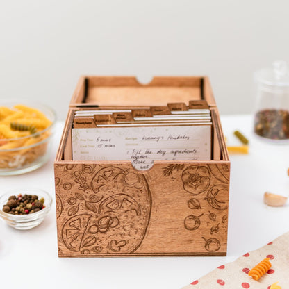 Wooden Recipe Box – Pizza Lovers Edition