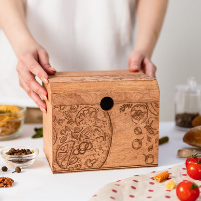 Wooden Recipe Box – Pizza Lovers Edition