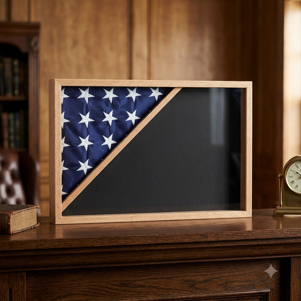 Shadow box for 5x9.5 flag, Oak