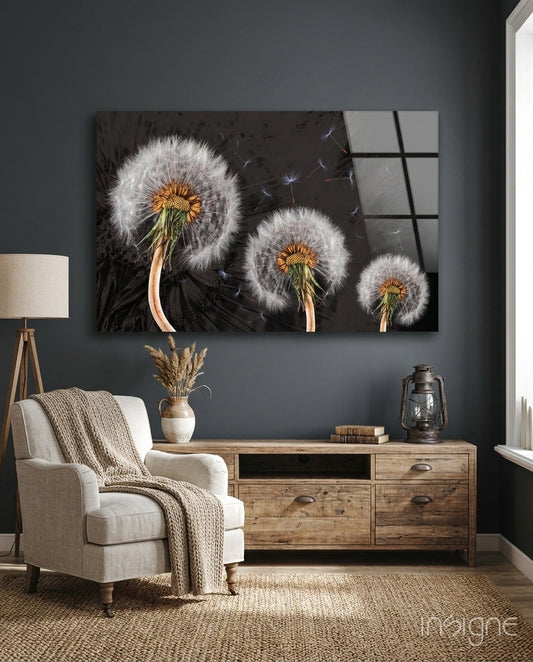 Dandelions Glass Wall Art