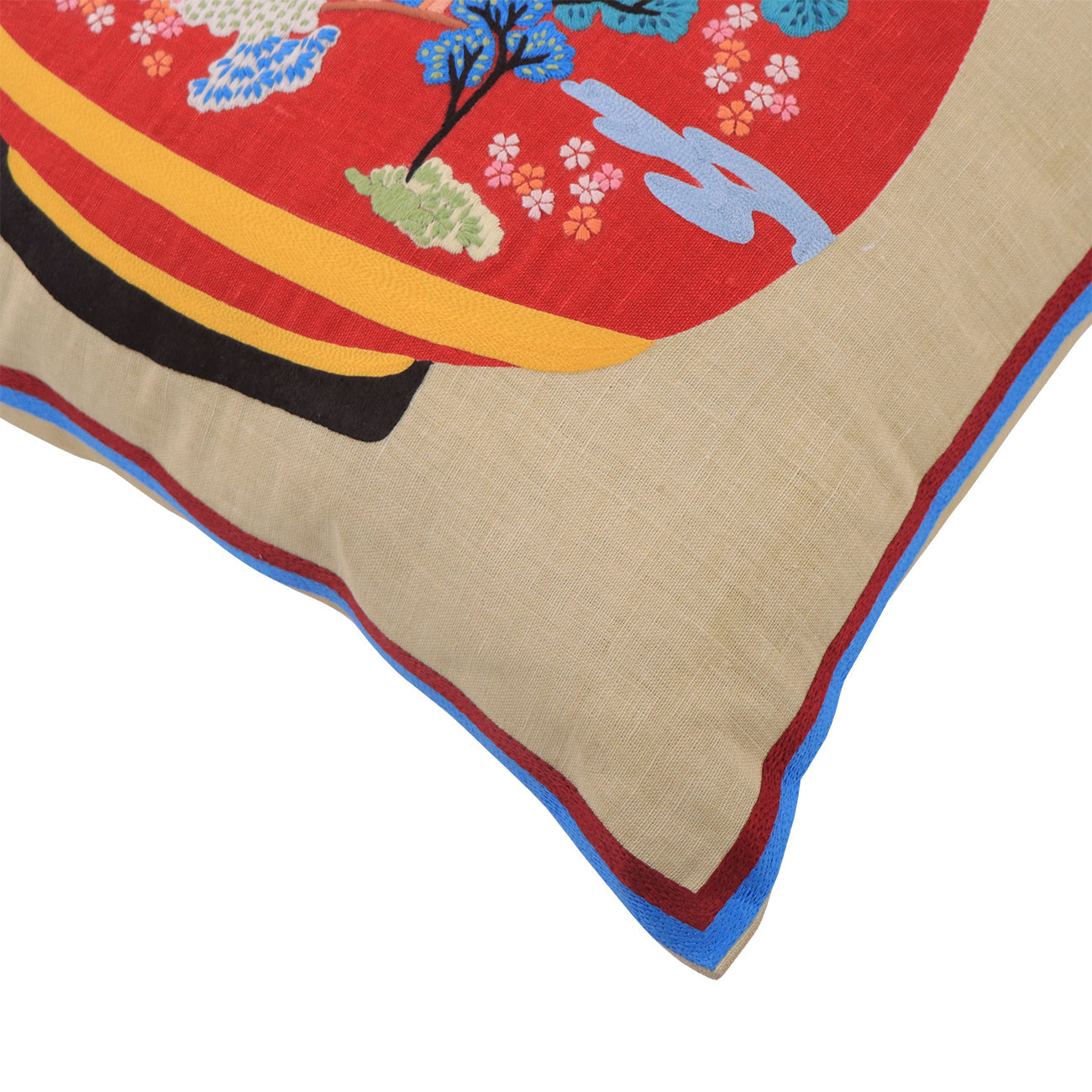 Hand Embroidered Still Life Pillow Cover 20" x 20"