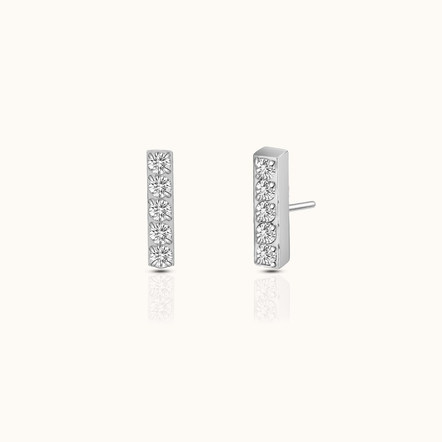CZ Bar Threadless Labret Titanium Flat Back Earring