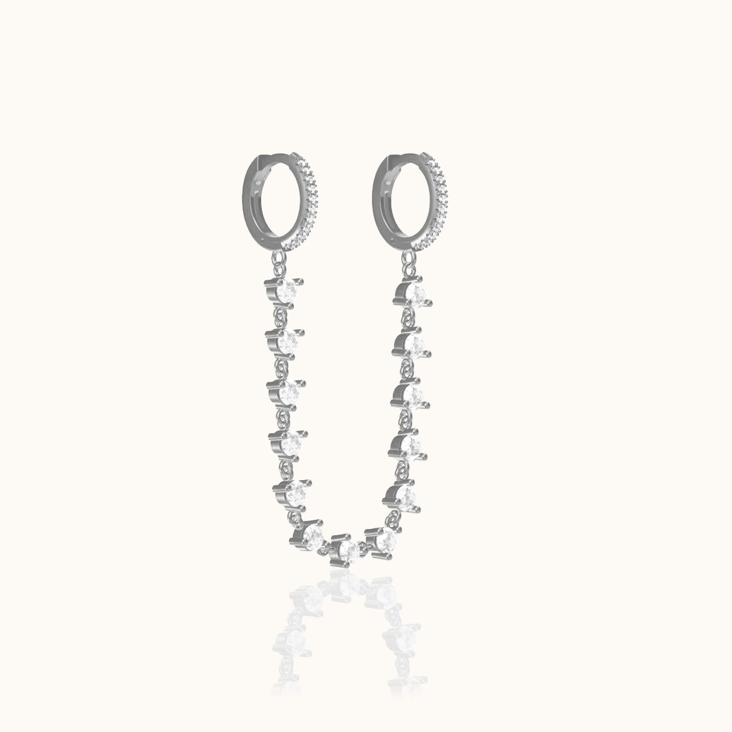 CZ Chain Double Hoop Earrings