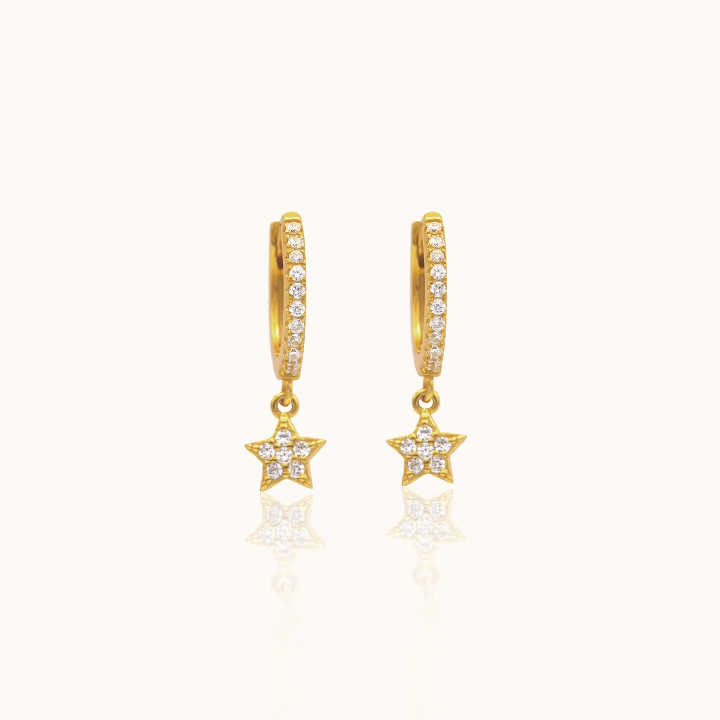 CZ Star Hoop Earrings