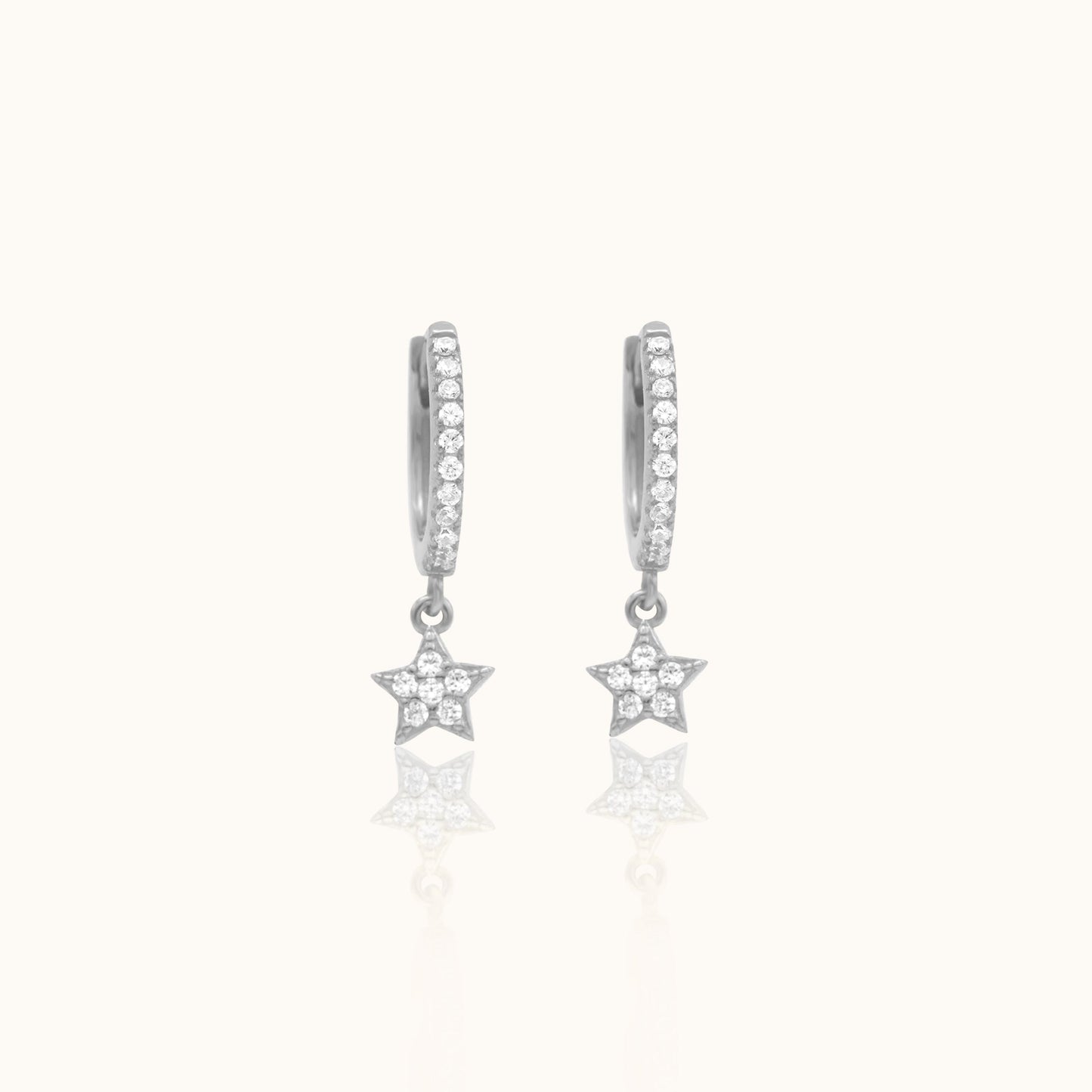 CZ Star Hoop Earrings