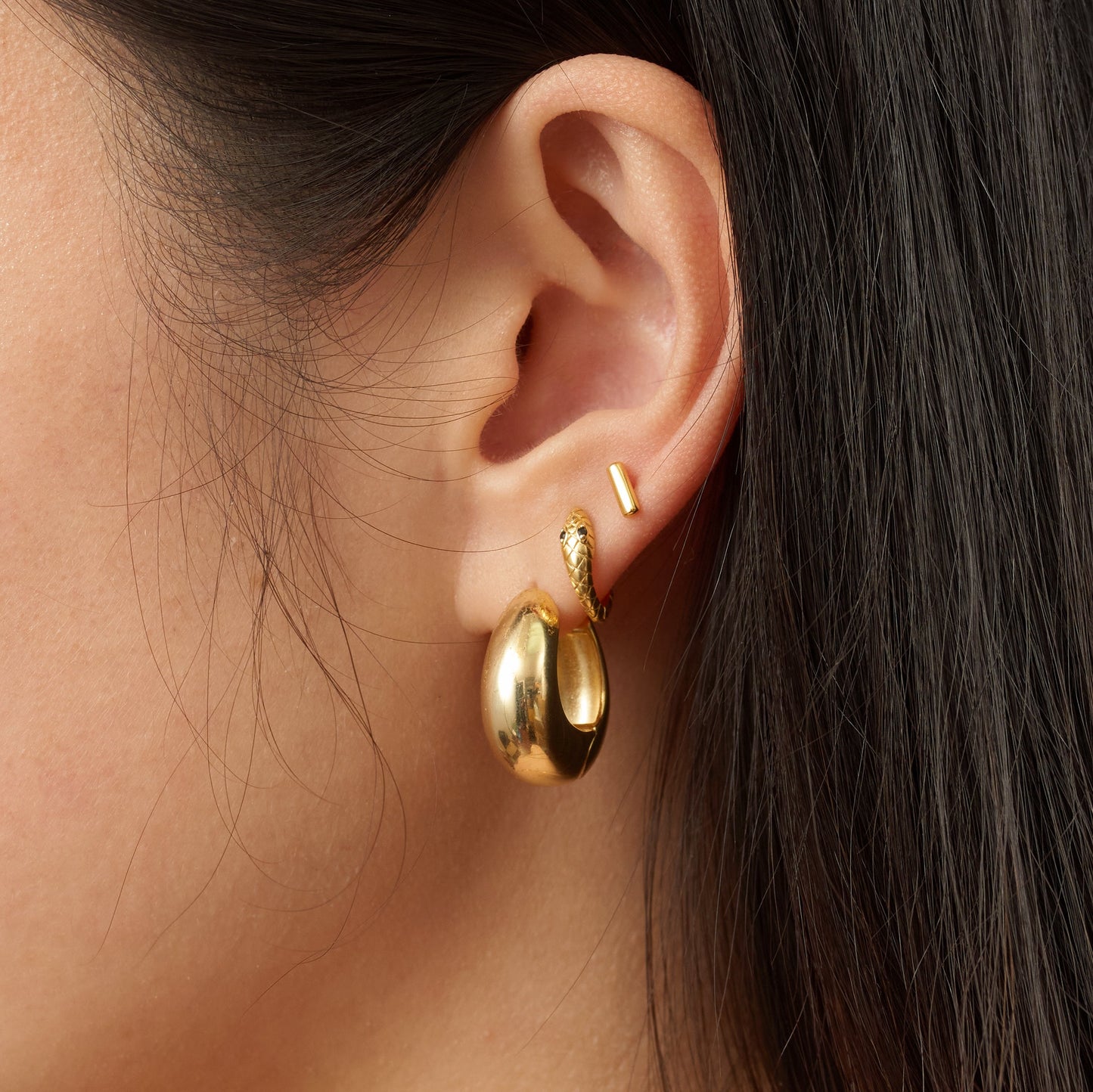 Chunky Thick Huggie Hoops Earrings