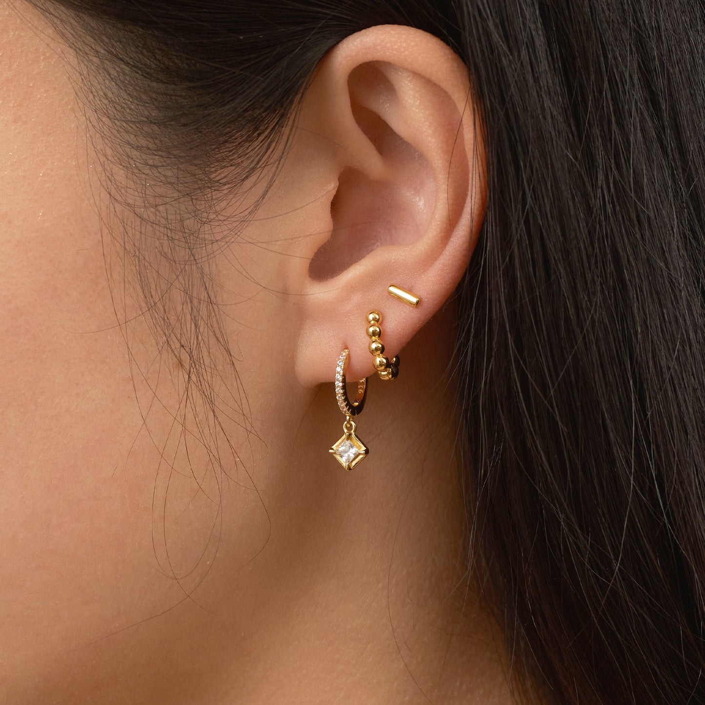 Thick Bead Hoop Earrings
