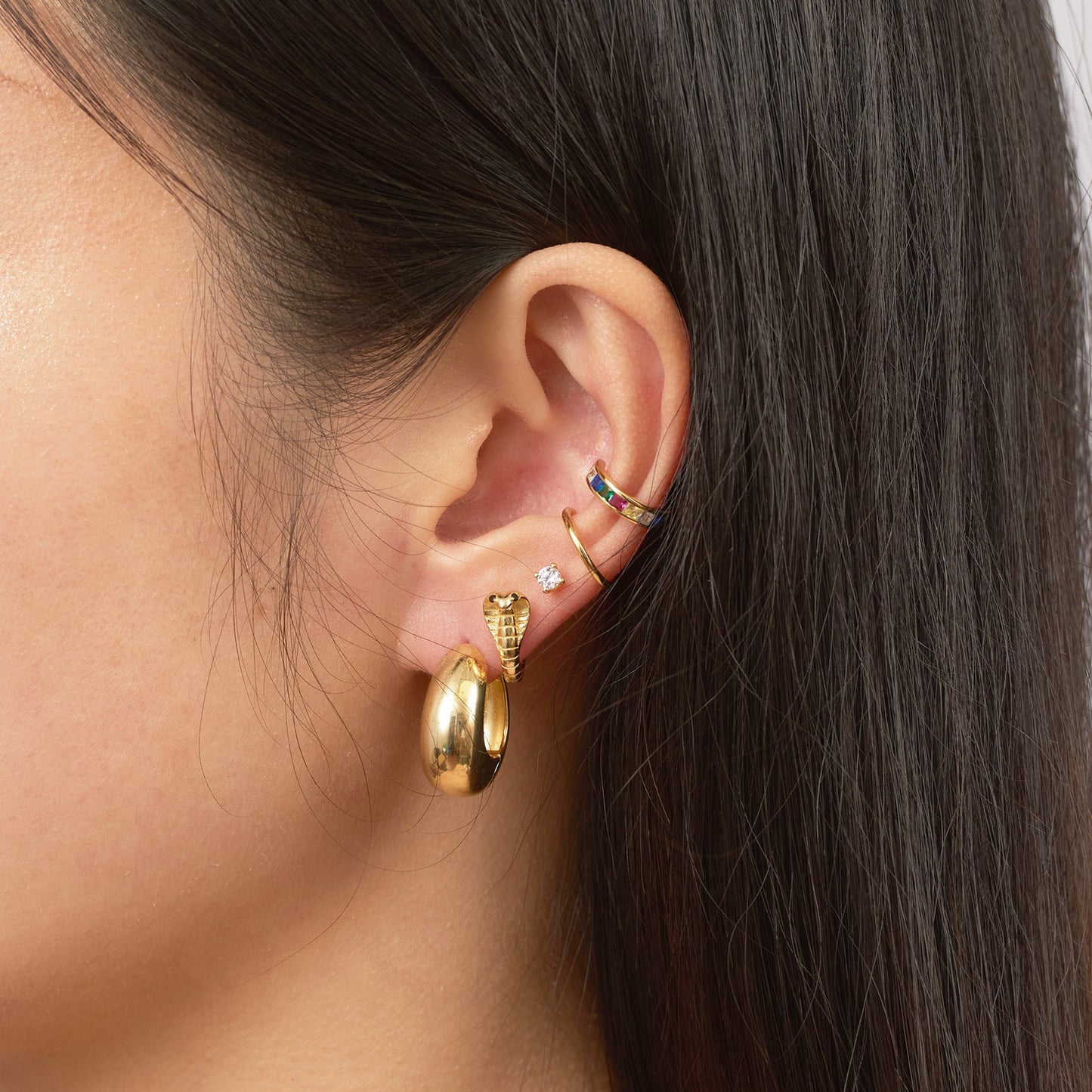 Chunky Thick Huggie Hoops Earrings