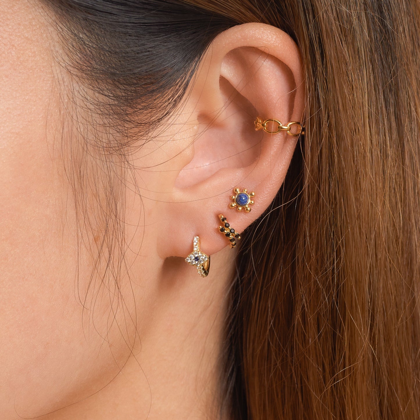 CZ Evil Eye Hoop Earrings
