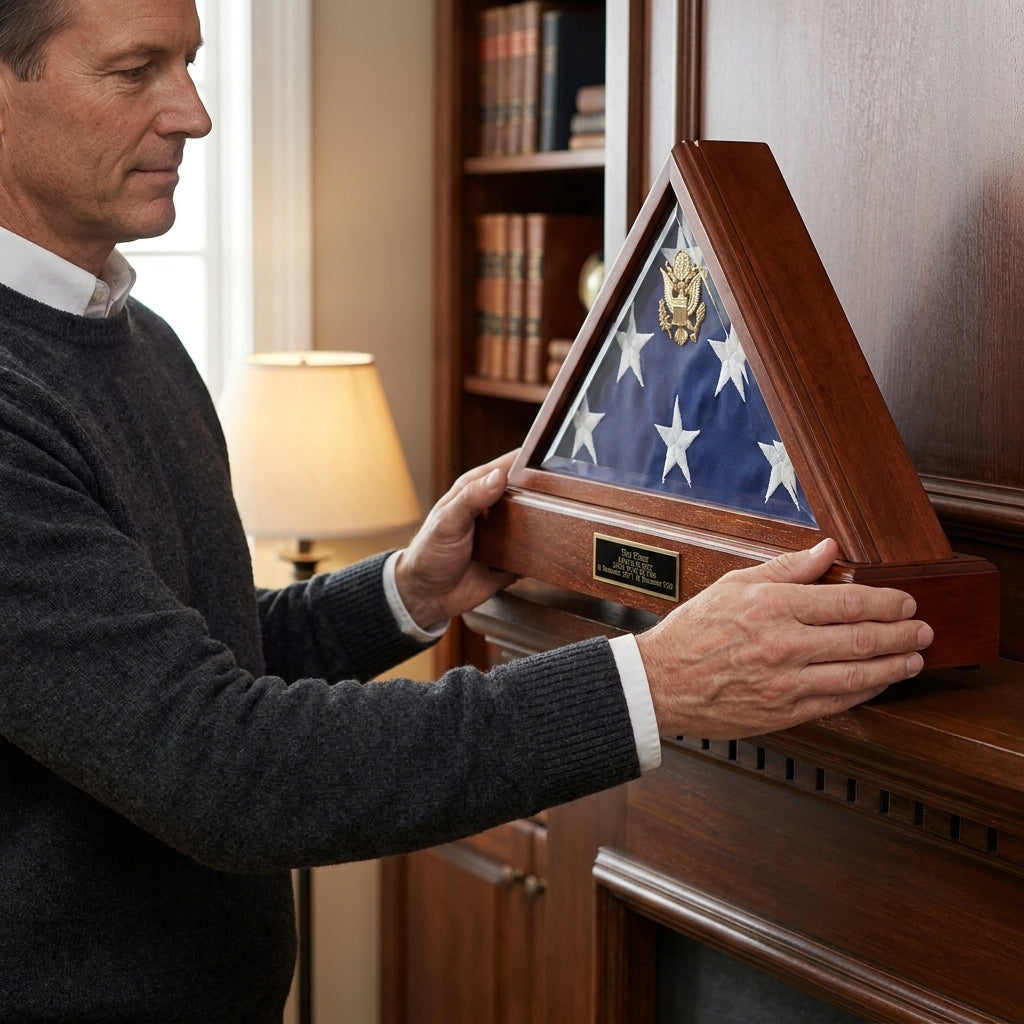 Flag Connections Burial Flag and Pedestal Display Case