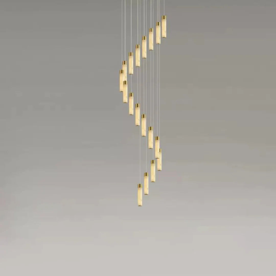 Cylindrical Celestial Alabaster Cascade Chandelier