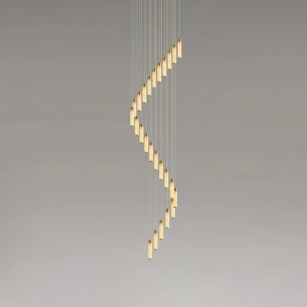 Cylindrical Celestial Alabaster Cascade Chandelier