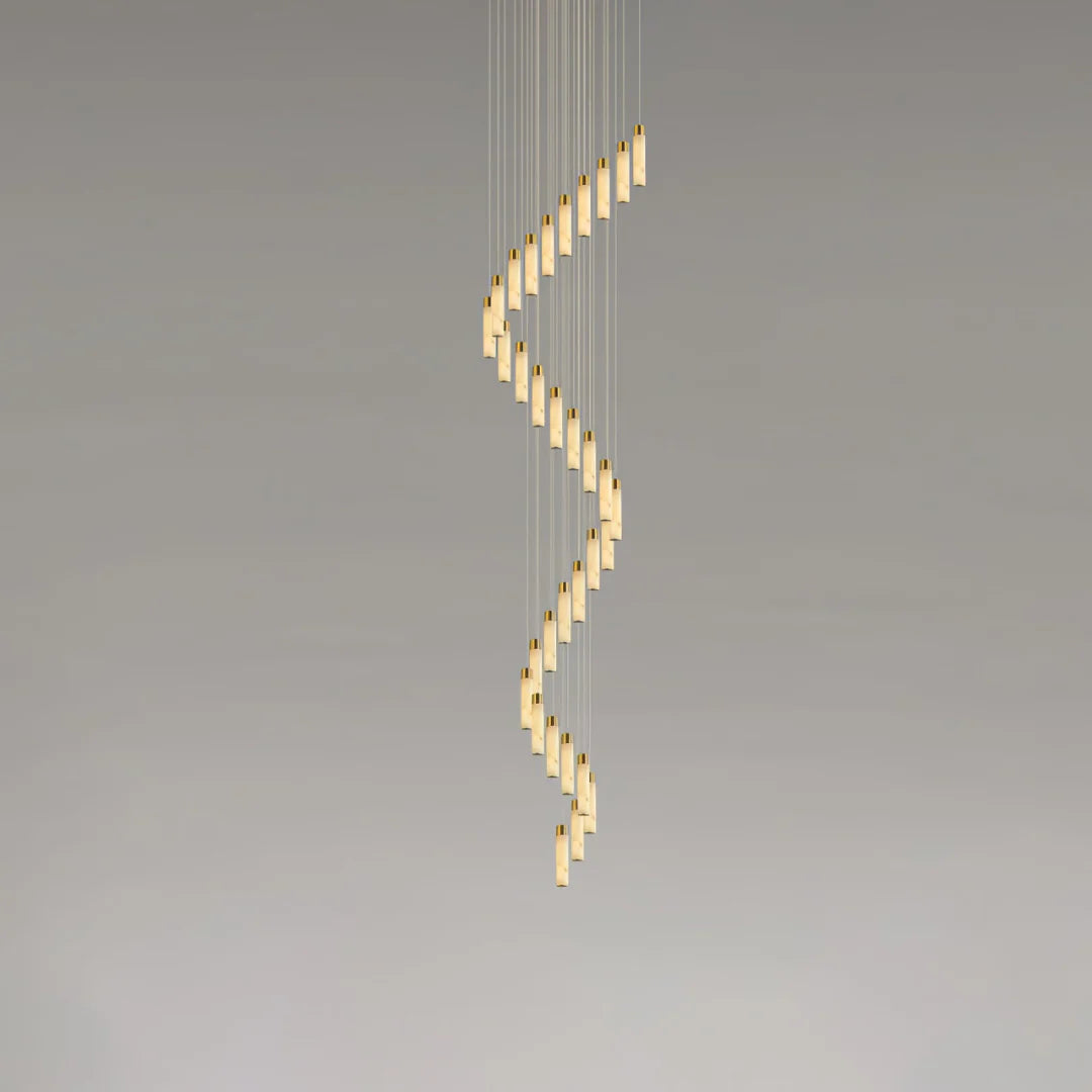 Cylindrical Celestial Alabaster Cascade Chandelier