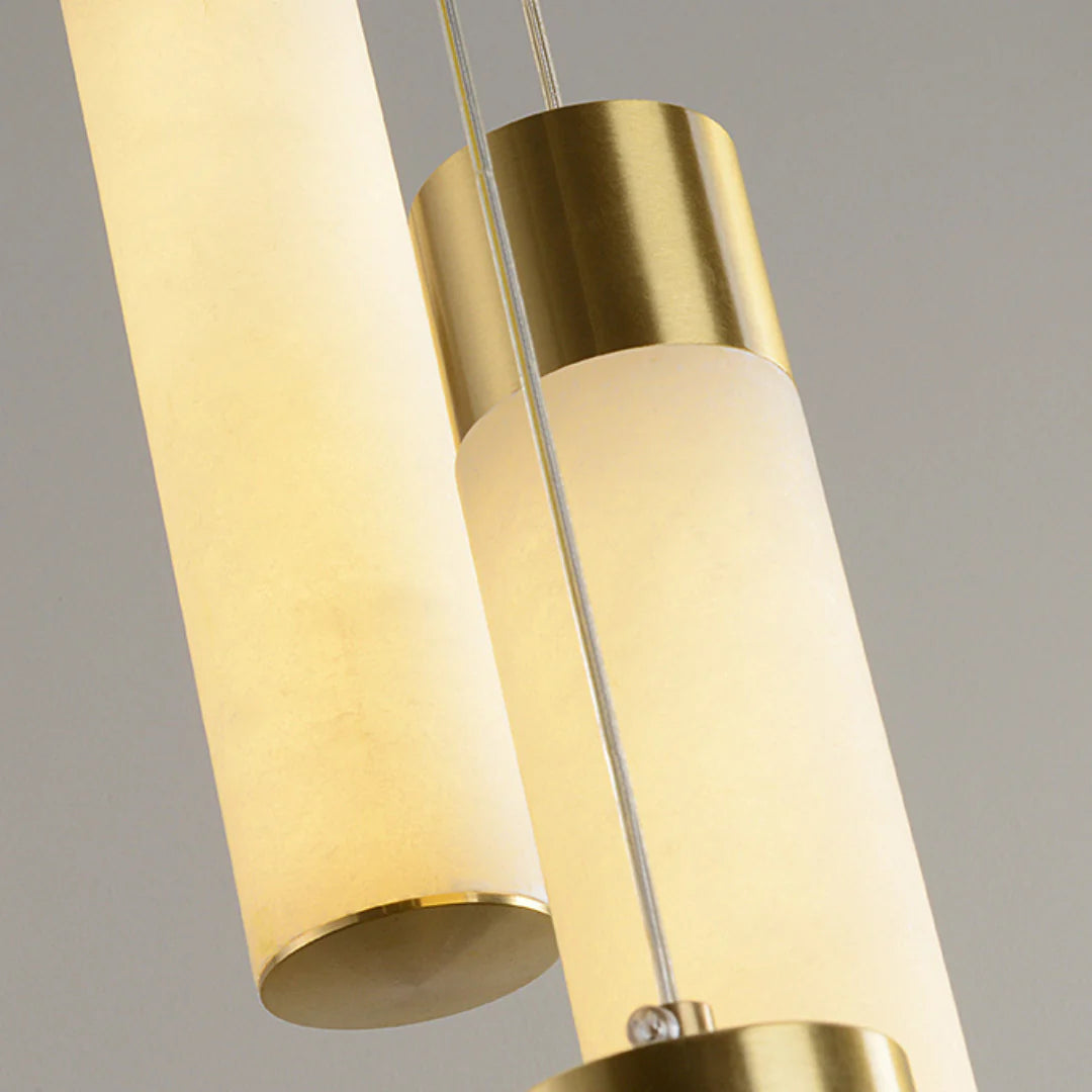 Cylindrical Celestial Alabaster Cascade Chandelier