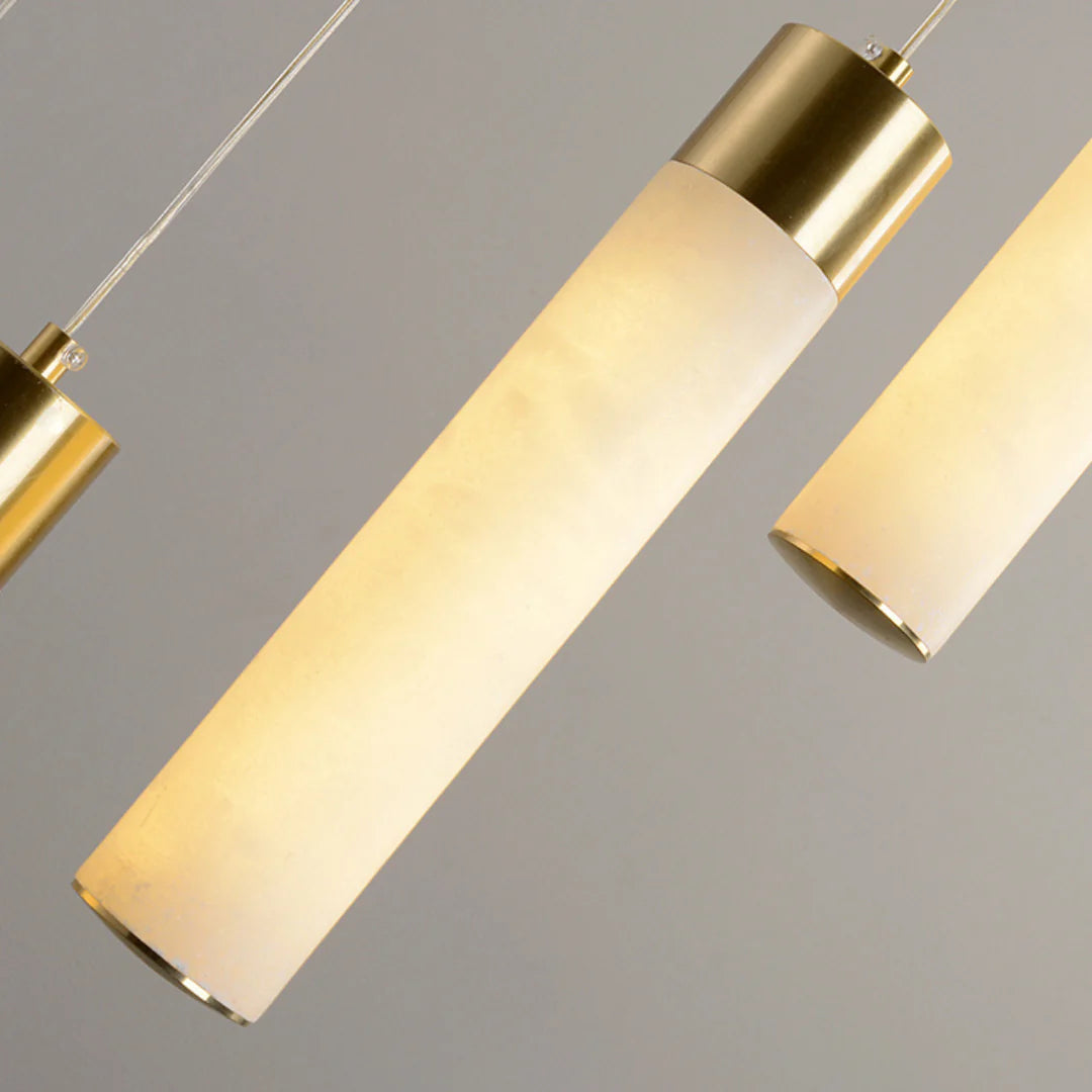 Cylindrical Celestial Alabaster Cascade Chandelier
