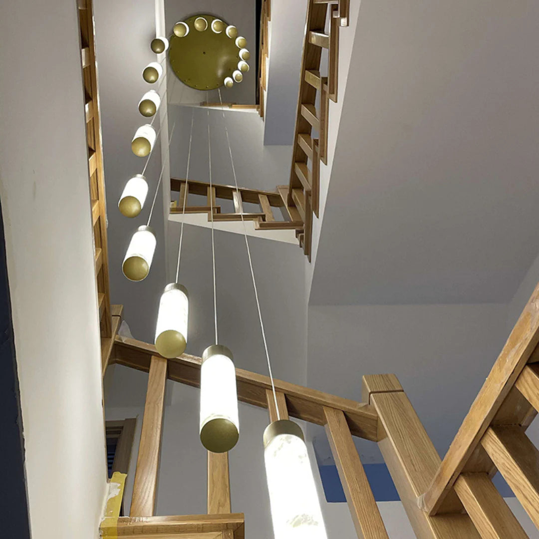 Cylindrical Celestial Alabaster Cascade Chandelier