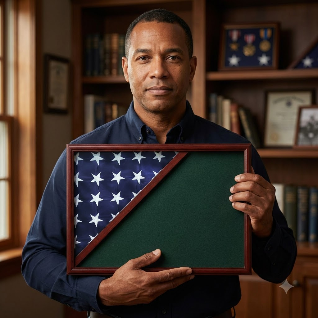 Shadow box for 5x9.5 flag, Cherry Finish