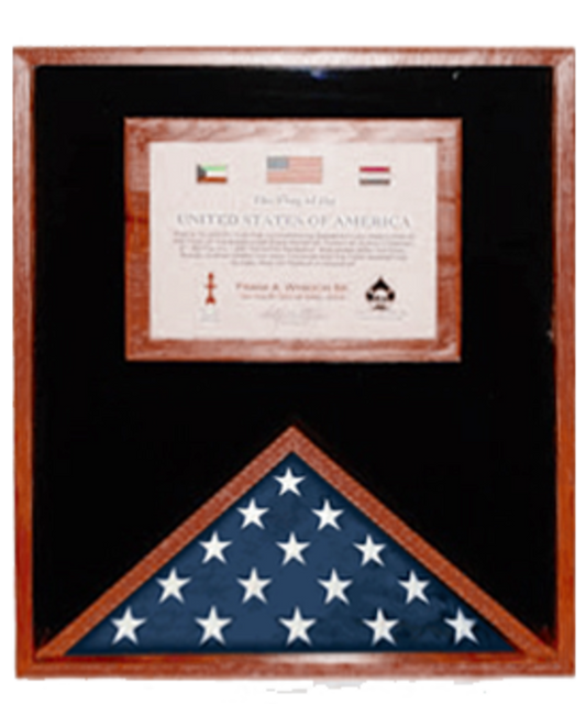 Large Military Memorial Flag, Medal Display Case.