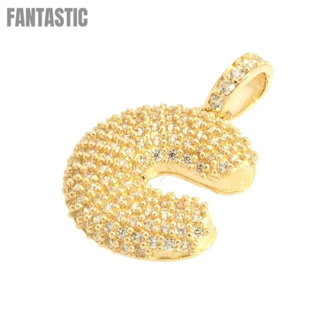 14K Gold CZ Initial Letter C Pendant