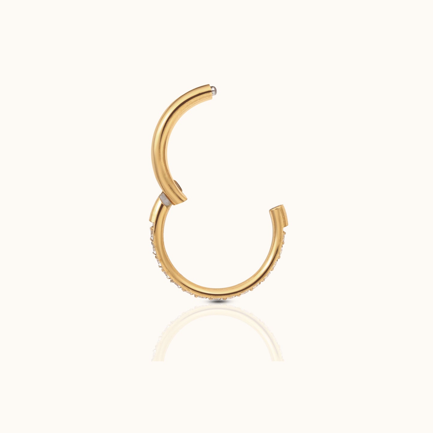 Classic CZ Clicker 6mm Titanium PVD Gold Hinged Nap Hoop Earring