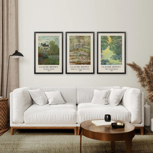 Vintage Farmhouse Decor Set of 3 Prints. Claude Monet