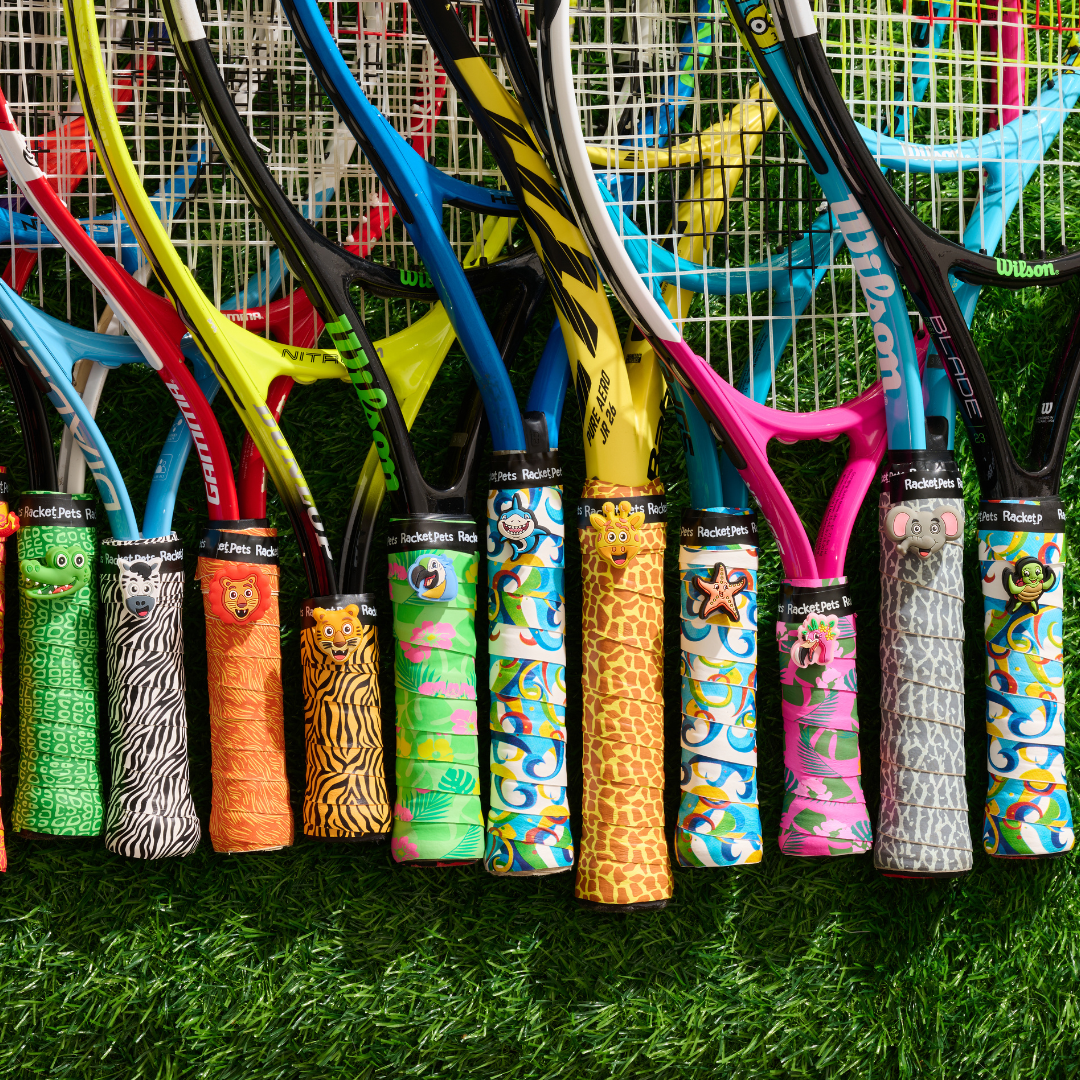Shark Tennis Overgrip Tape and Matching Shock Absorbing Dampener for Tennis Racket