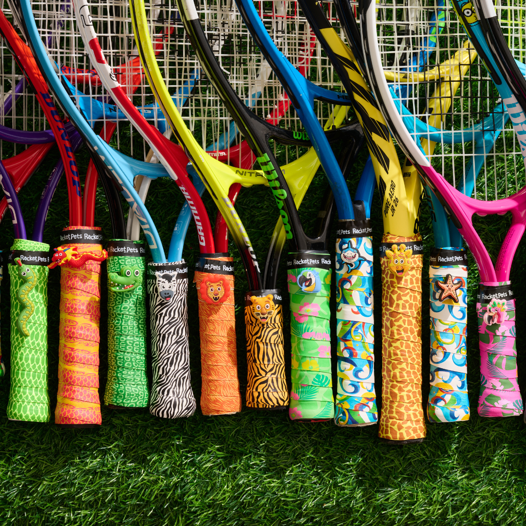 Lion Orange  Tennis Overgrip Tape and Matching Shock Absorbing Dampener for Tennis Racket